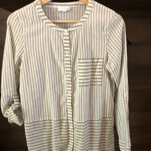 J Jill Tunic striped button down shirt